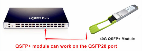 ¿Es posible que QSFP + módulos ópticos para el QSFP28 puerto? 