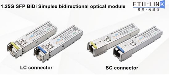 Inventario de módulo óptico bidireccional 1.25G SFP BiDi Simplex